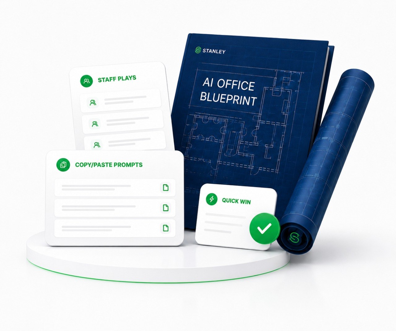 AI Office blueprint with staff plays, reusable prompts, and a quick-win plan