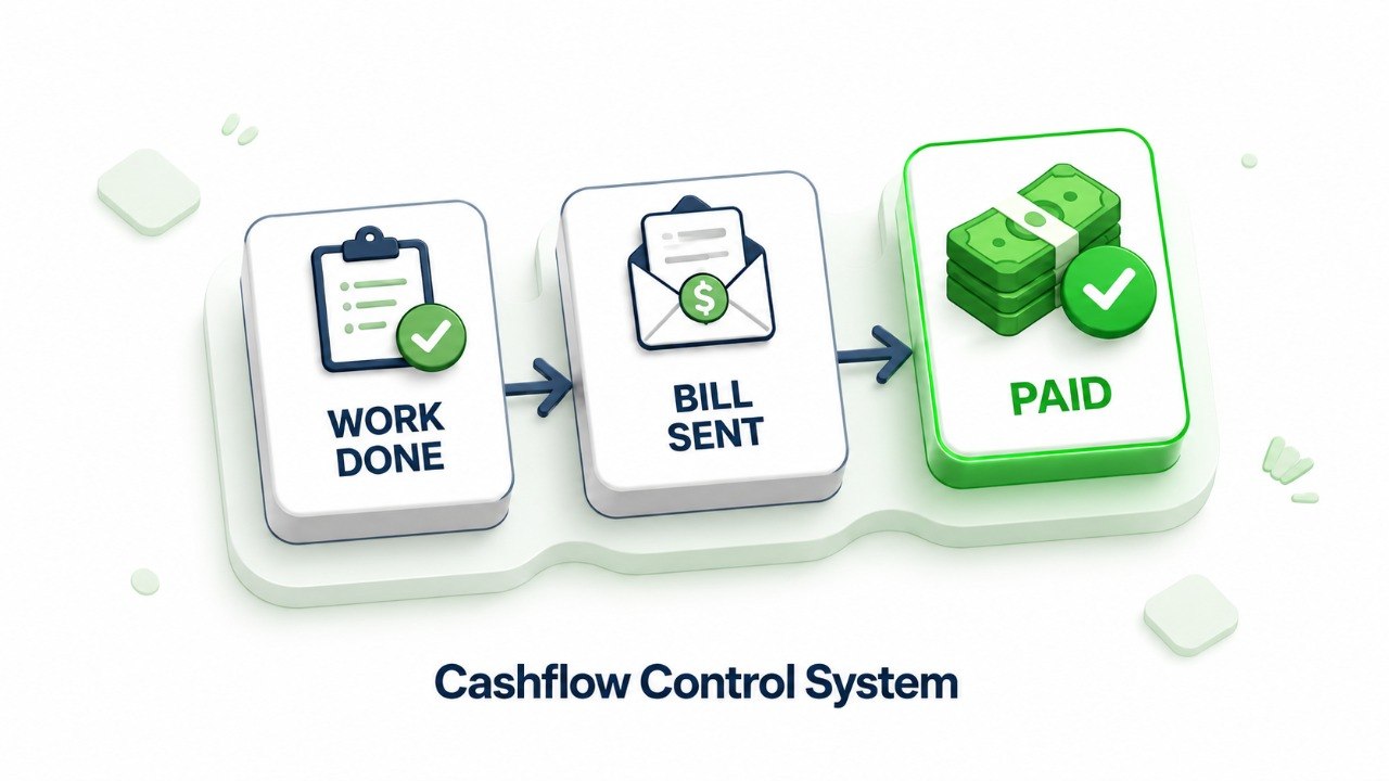 Cashflow Control System visual for moving finished work into collected cash faster.