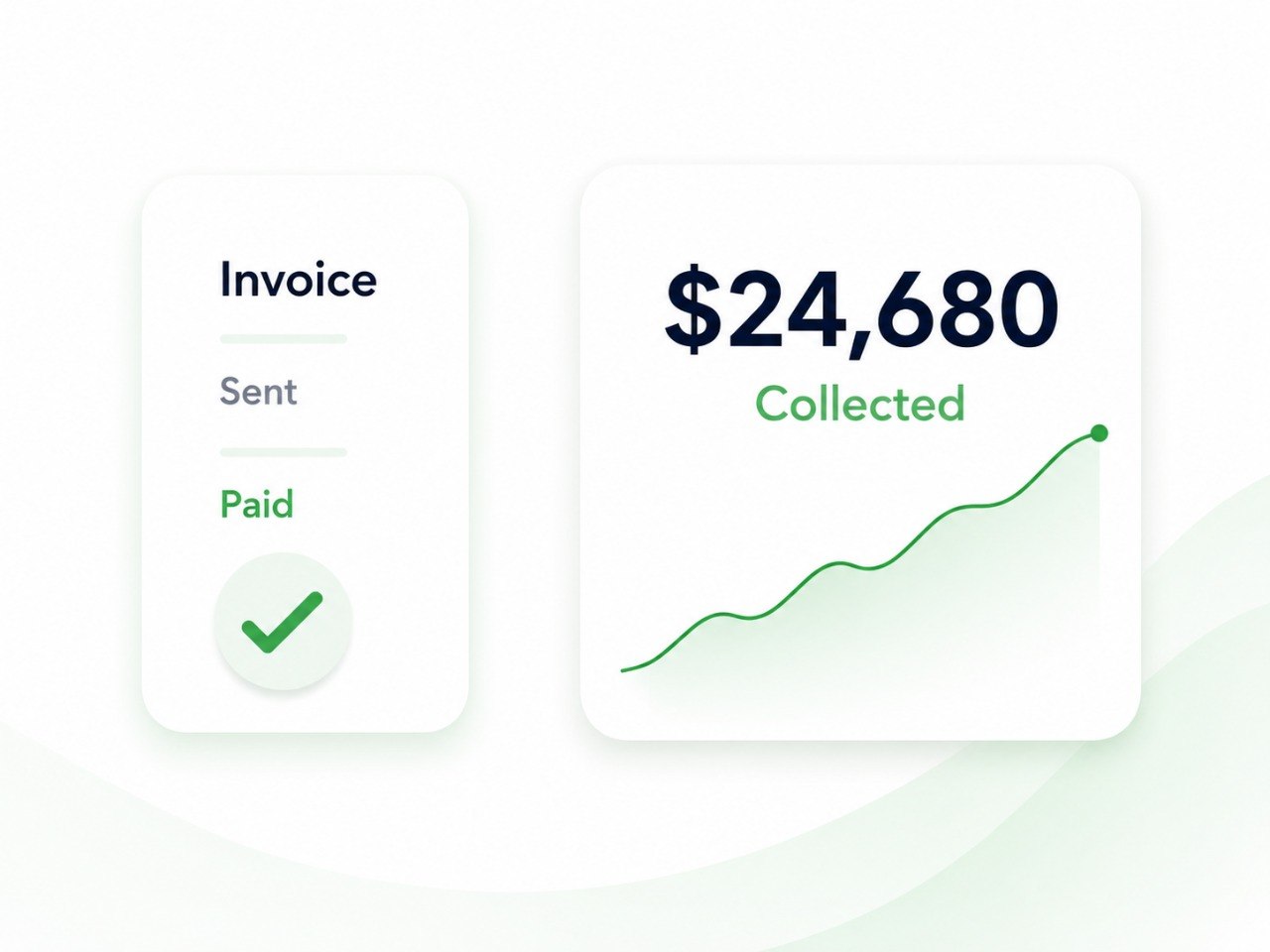 Simple invoice paid and collected revenue growth visual